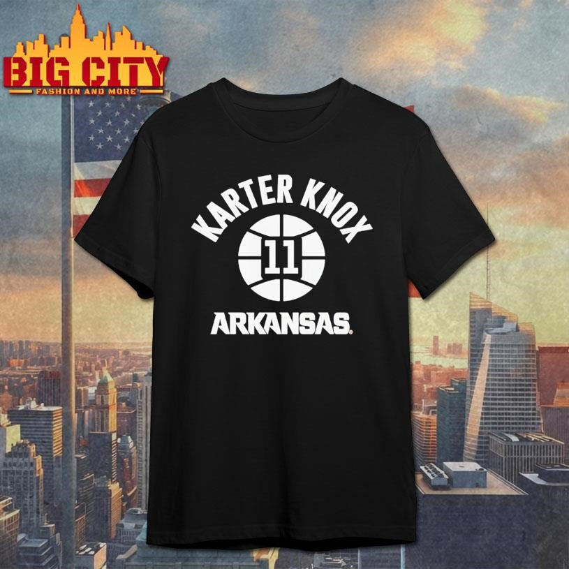 Arkansas Razorbacks Basketball Karter Knox #11 name number ball shirt