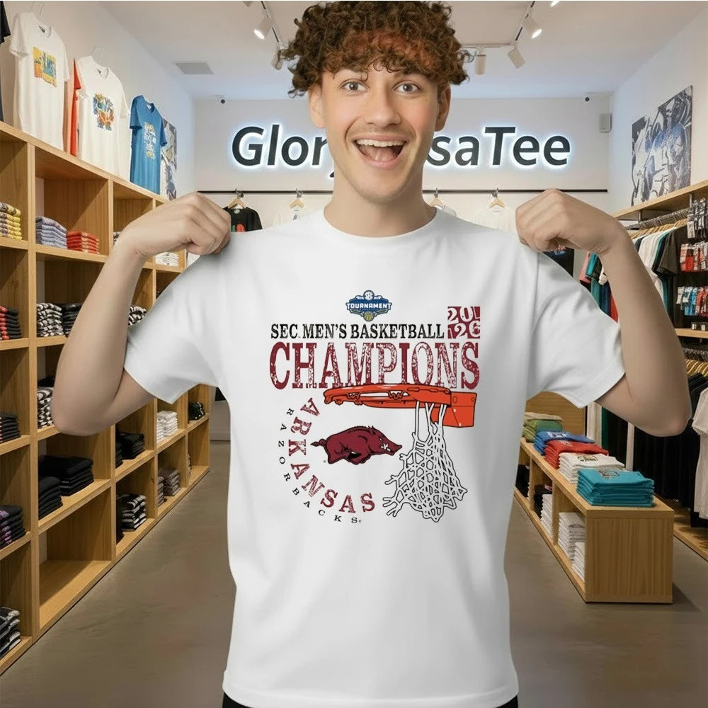 Arkansas Razorbacks Ivory 2026 SEC Men’s Basketball Tournament Champions Shirt