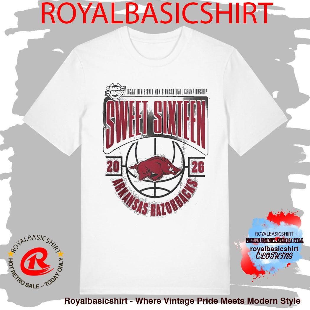 Arkansas Razorbacks Men’s Basketball 2026 NCAA March Madness Sweet 16 T-Shirt