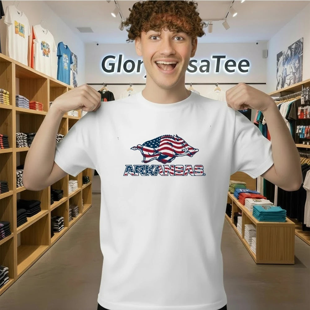 Arkansas Razorbacks Patriotic Marks Logo Stack Shirt