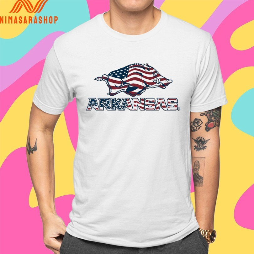 Arkansas Razorbacks Patriotic Marks Logo Stack Shirts