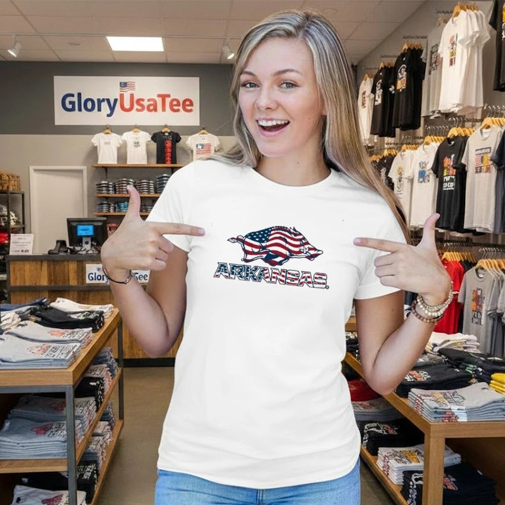 Arkansas Razorbacks Patriotic Marks Logo Stack Shirt