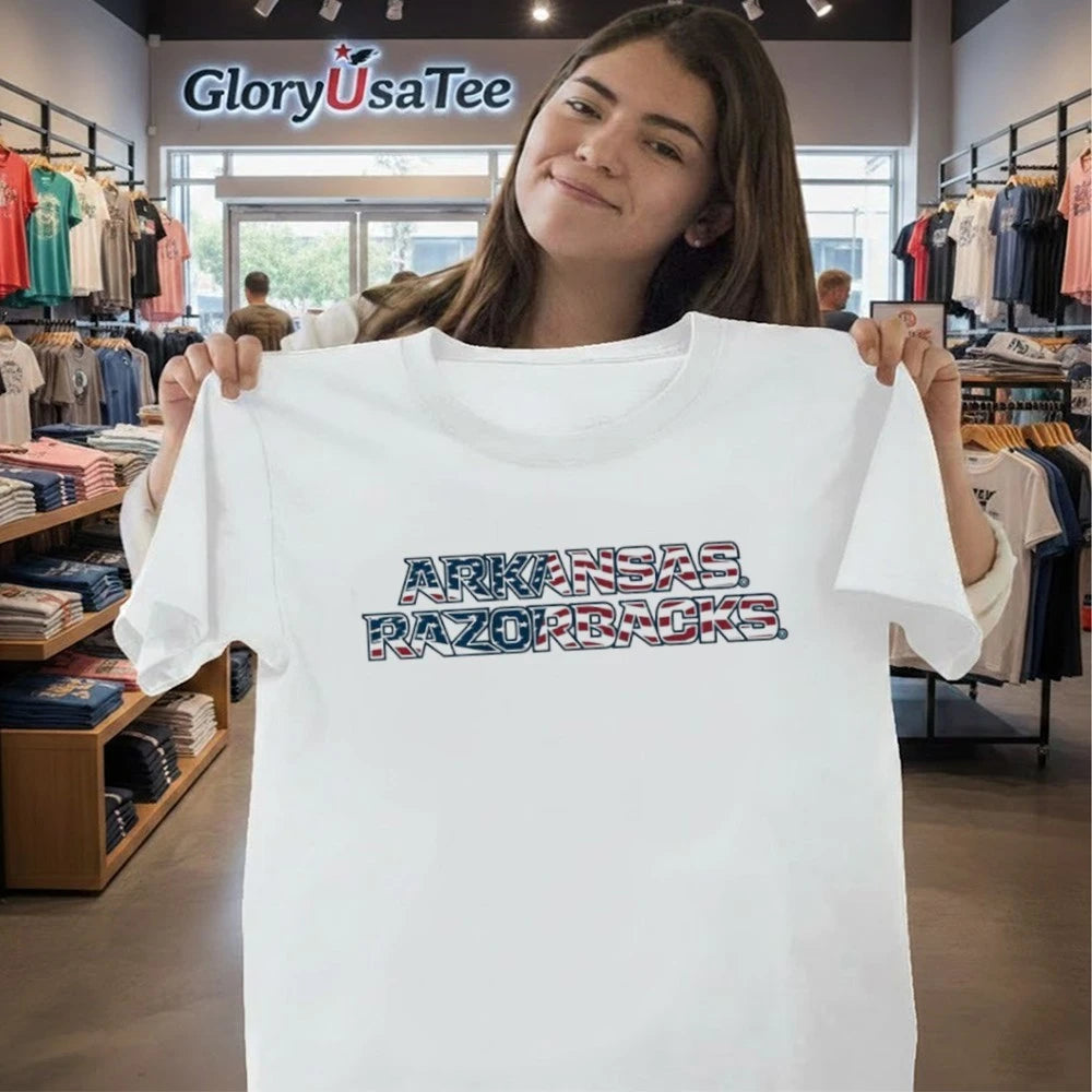 Arkansas Razorbacks Patriotic Marks Wordmark Stack Shirt