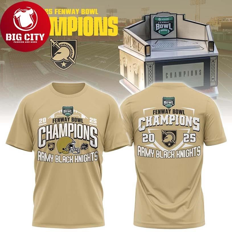 Army Black Knights Football 2025 Wasabi Fenway Bowl Champions Two Sided Shirt