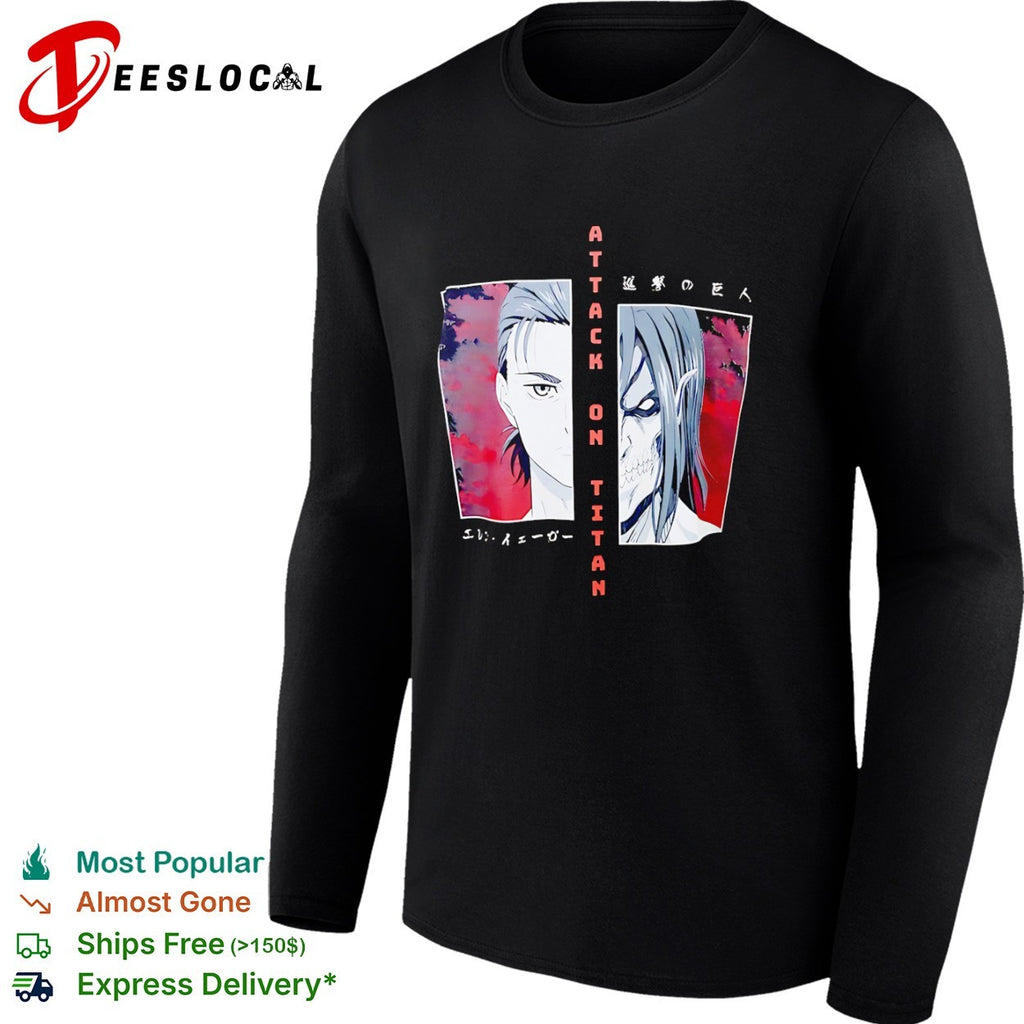 Attack On Titan Eren Yeager Titan Form Split Face Anime Graphic Shirt