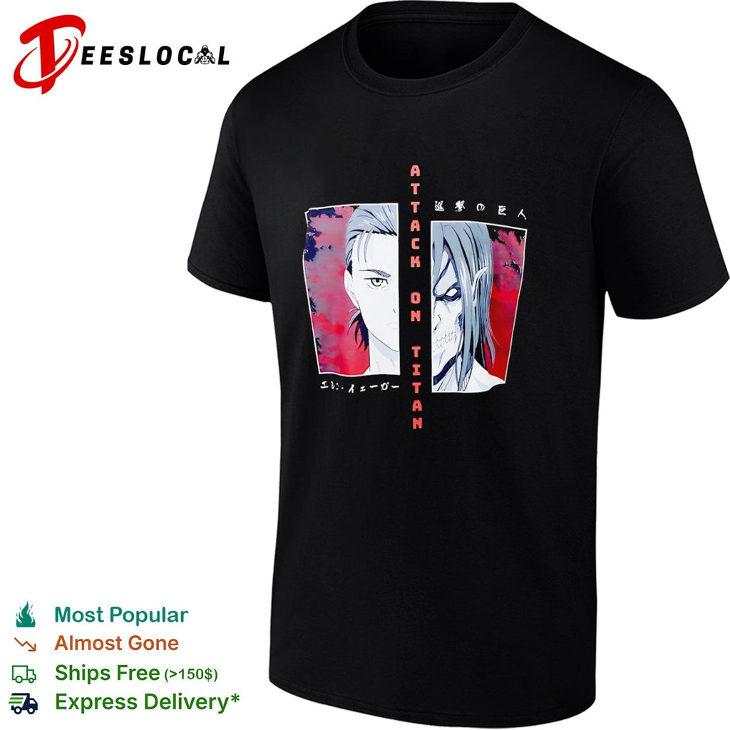 Attack On Titan Eren Yeager Titan Form Split Face Anime Graphic Shirt