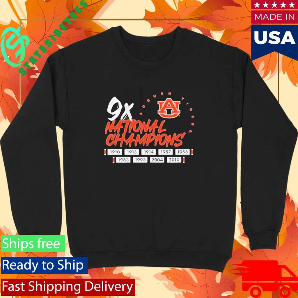 Auburn University Tigers Football Nine Time 9X National Champions Shirt