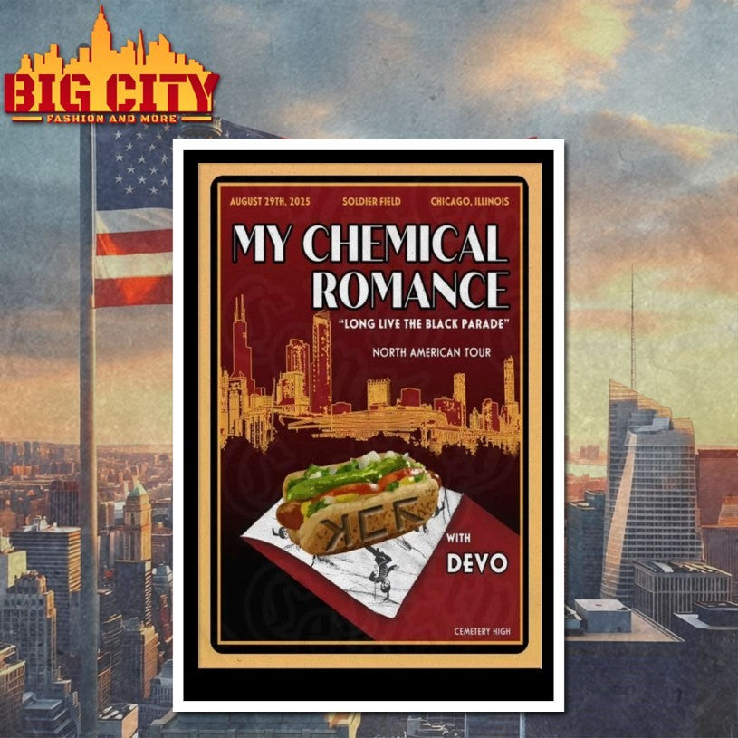 Aug 29 2025 My Chemical Romance Concert Chicago, IL With Devo Poster Shirt