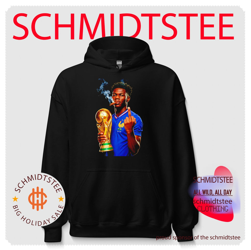Aurelien Tchouameni France National Team World Cup trophy and middle finger shirt