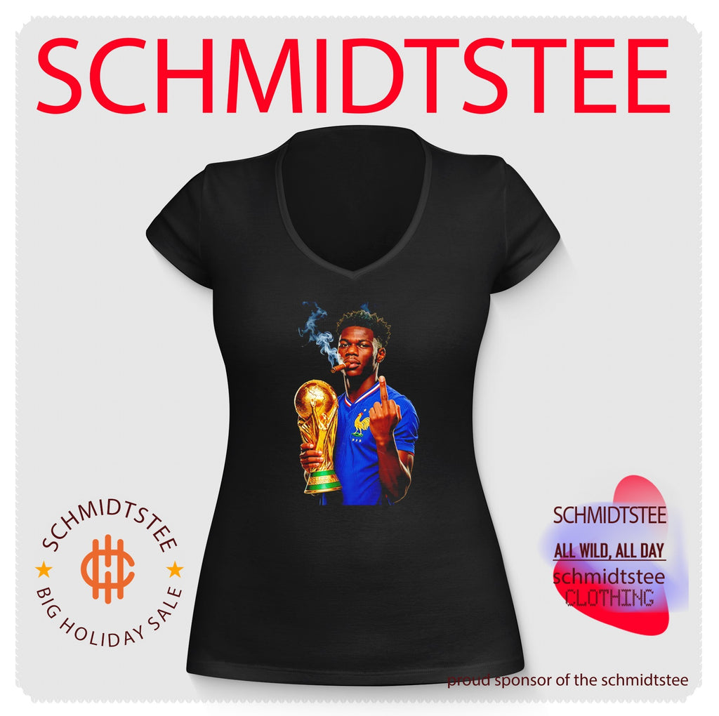 Aurelien Tchouameni France National Team World Cup trophy and middle finger shirt