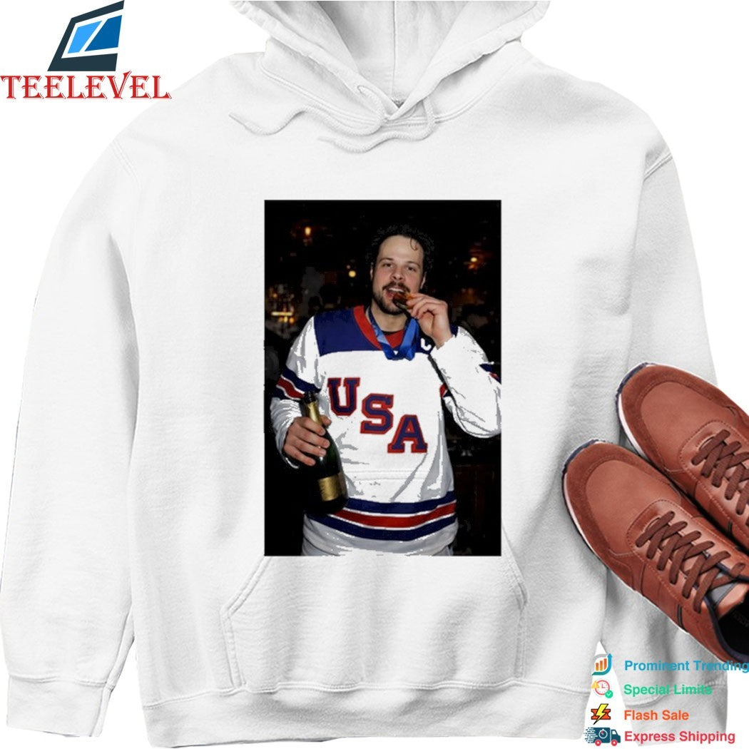 Auston Matthews Team USA Hockey World Champion 2026 Beer Gold Medal Shirts