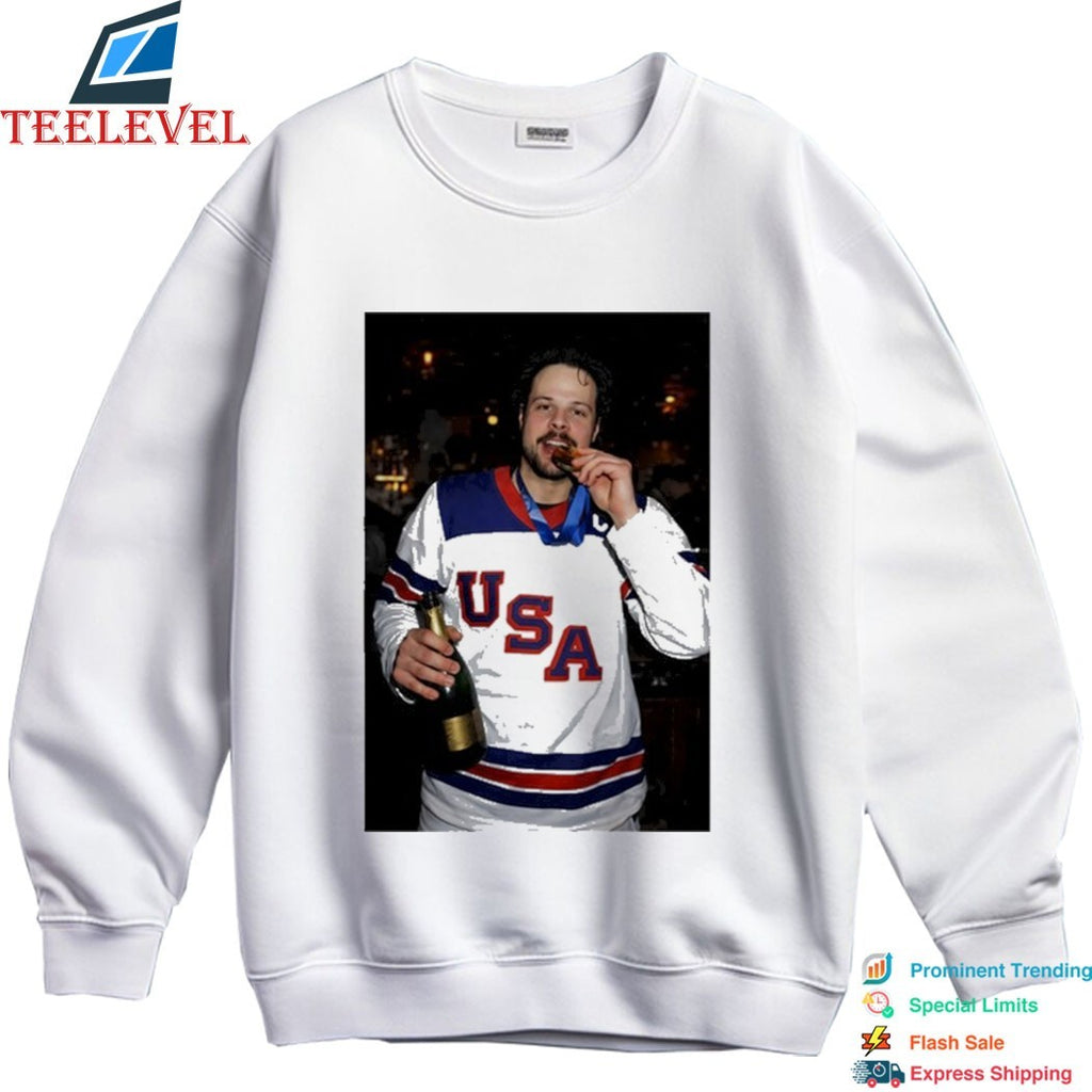 Auston Matthews Team USA Hockey World Champion 2026 Beer Gold Medal Shirts