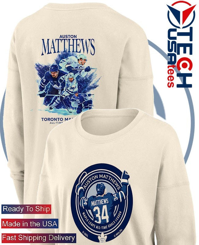 Auston Matthews Toronto Maple Leafs All Time Goals Leader 2025 logo shirt