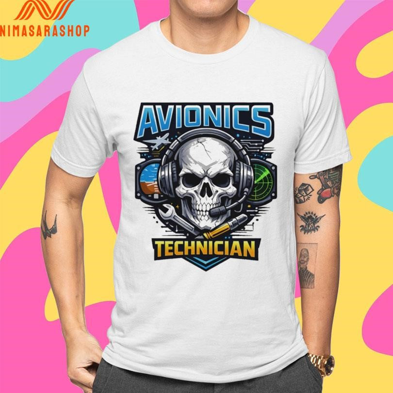 Avionics Technician Badass Skull Radar And Tool Art Shirts