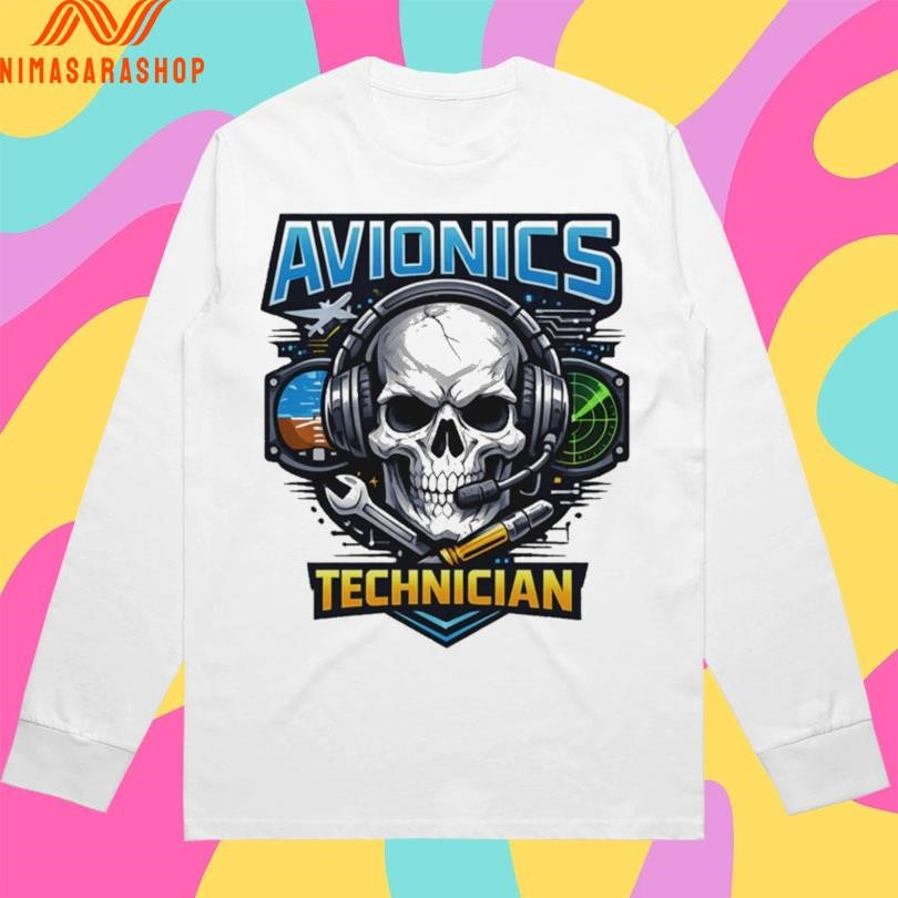 Avionics Technician Badass Skull Radar And Tool Art Shirts