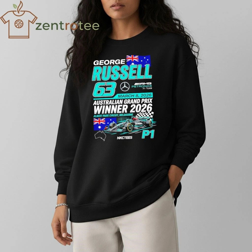 Awesome Nkctees George Russell P1 Australian GP 2026 Champion T-Shirt – Black Streetwear Edition