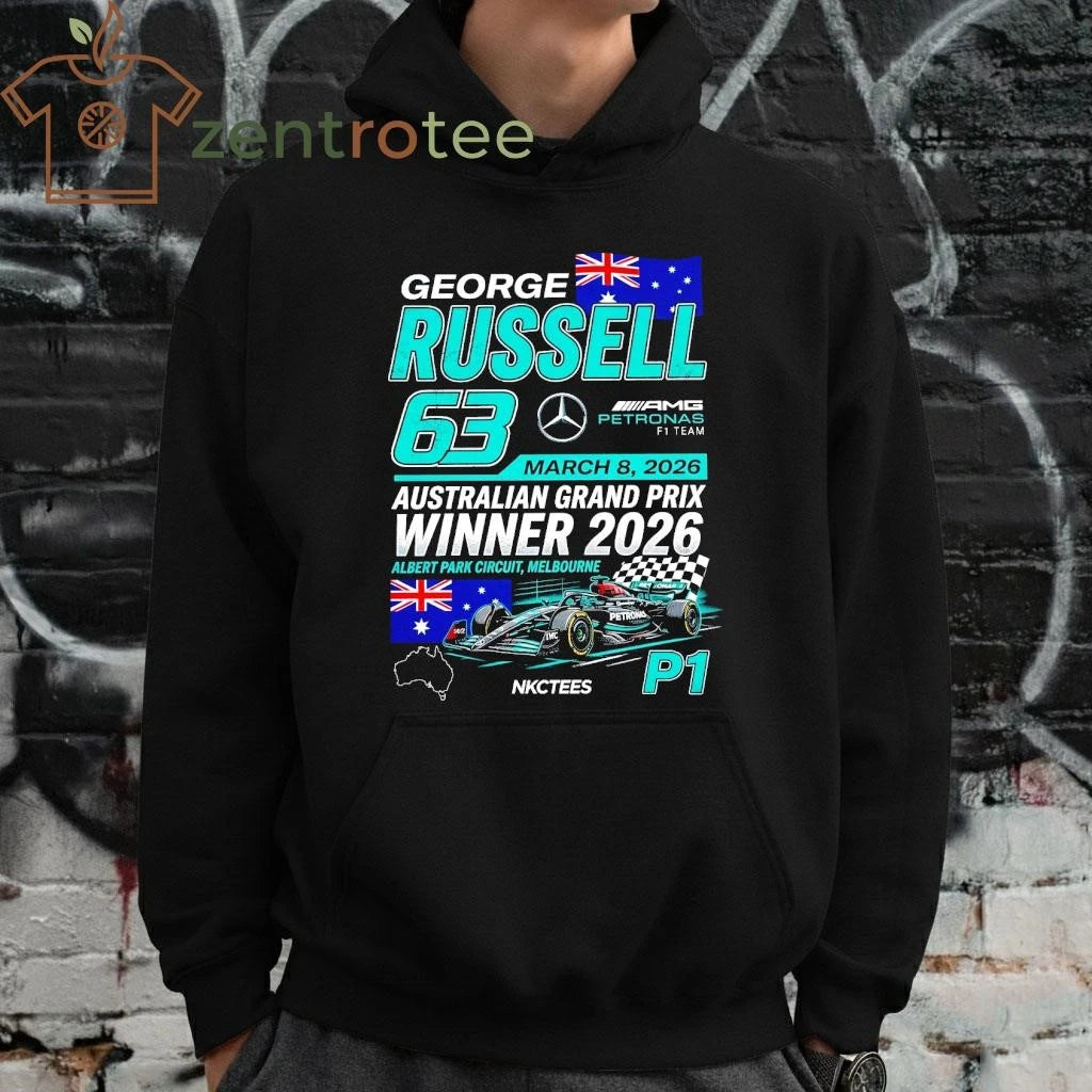 Awesome Nkctees George Russell P1 Australian GP 2026 Champion T-Shirt – Black Streetwear Edition