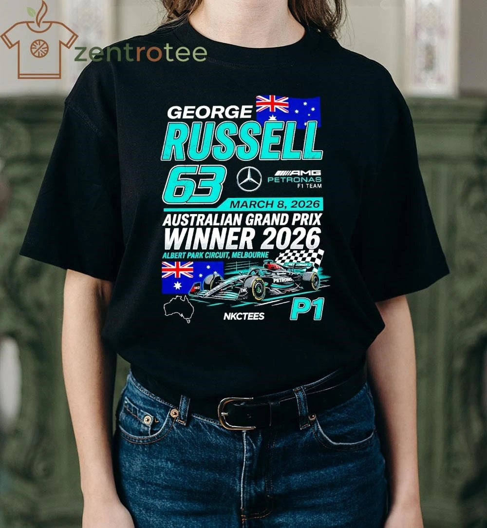 Awesome Nkctees George Russell P1 Australian GP 2026 Champion T-Shirt – Black Streetwear Edition