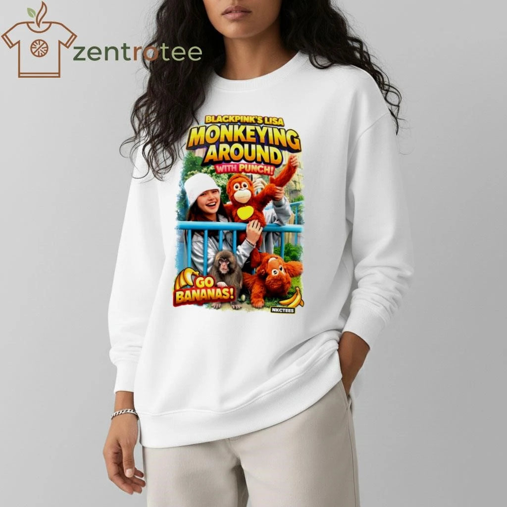 Awesome Nkctees Viral Monkey &amp; Punch Meme with Lisa Blackpink go bananas shirt