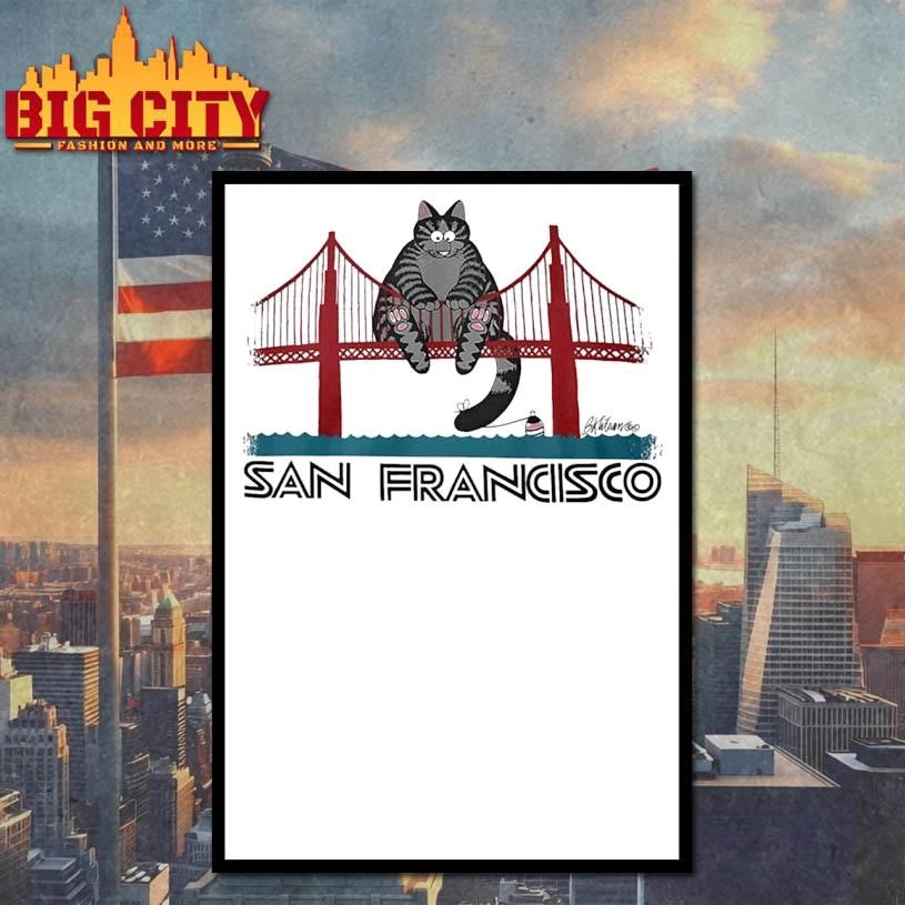 B Kliban Cat San Francisco Golden Gate Bridge Ryan Gosling Hey Girl Funny Shirt