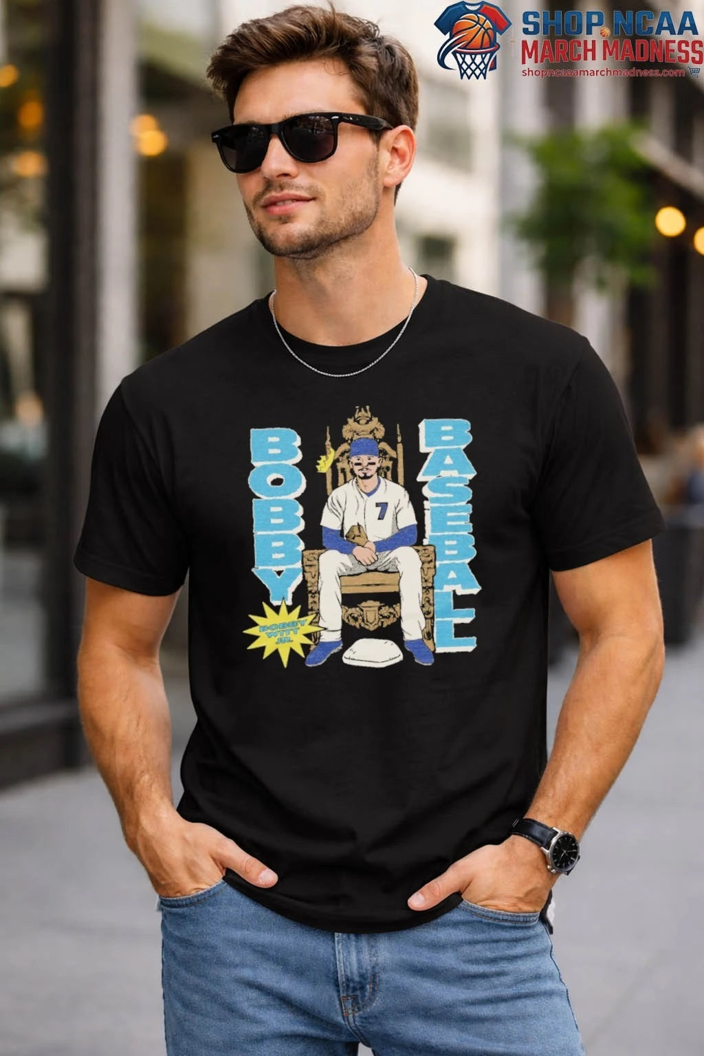 BWJ Bobby Baseball Throne Black T Shirt
