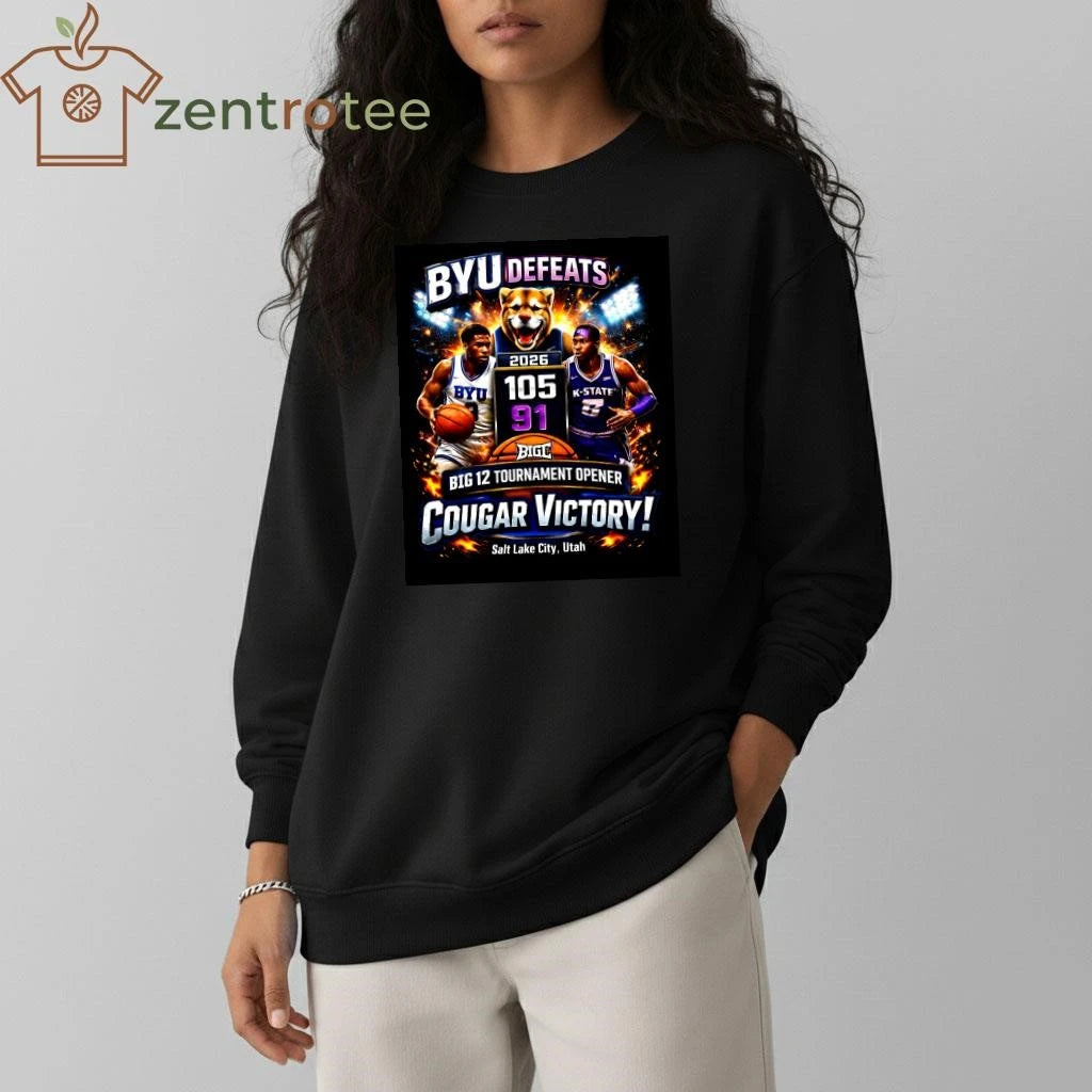 BYU Cougar Victory 105-91 Big 12 Tournament 2026 Basketball Fan T-Shirt