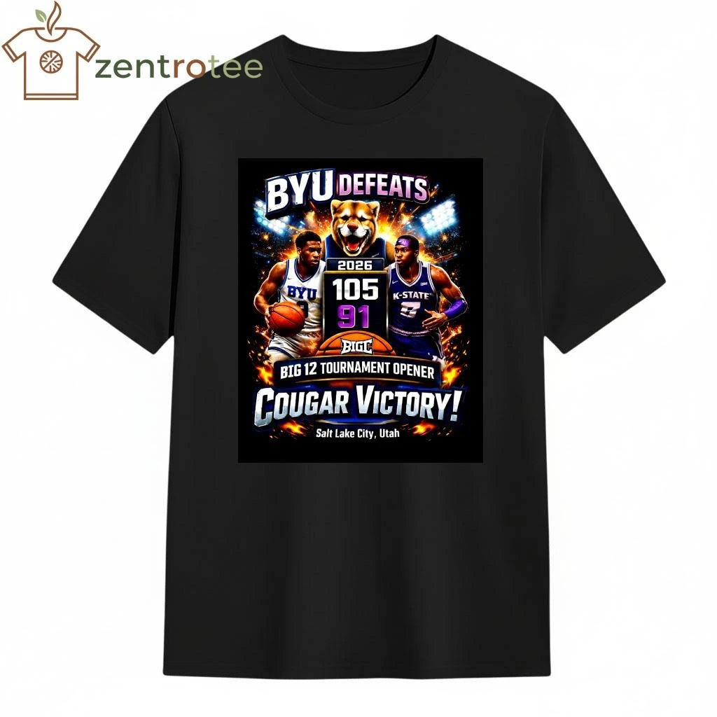 BYU Cougar Victory 105-91 Big 12 Tournament 2026 Basketball Fan T-Shirt