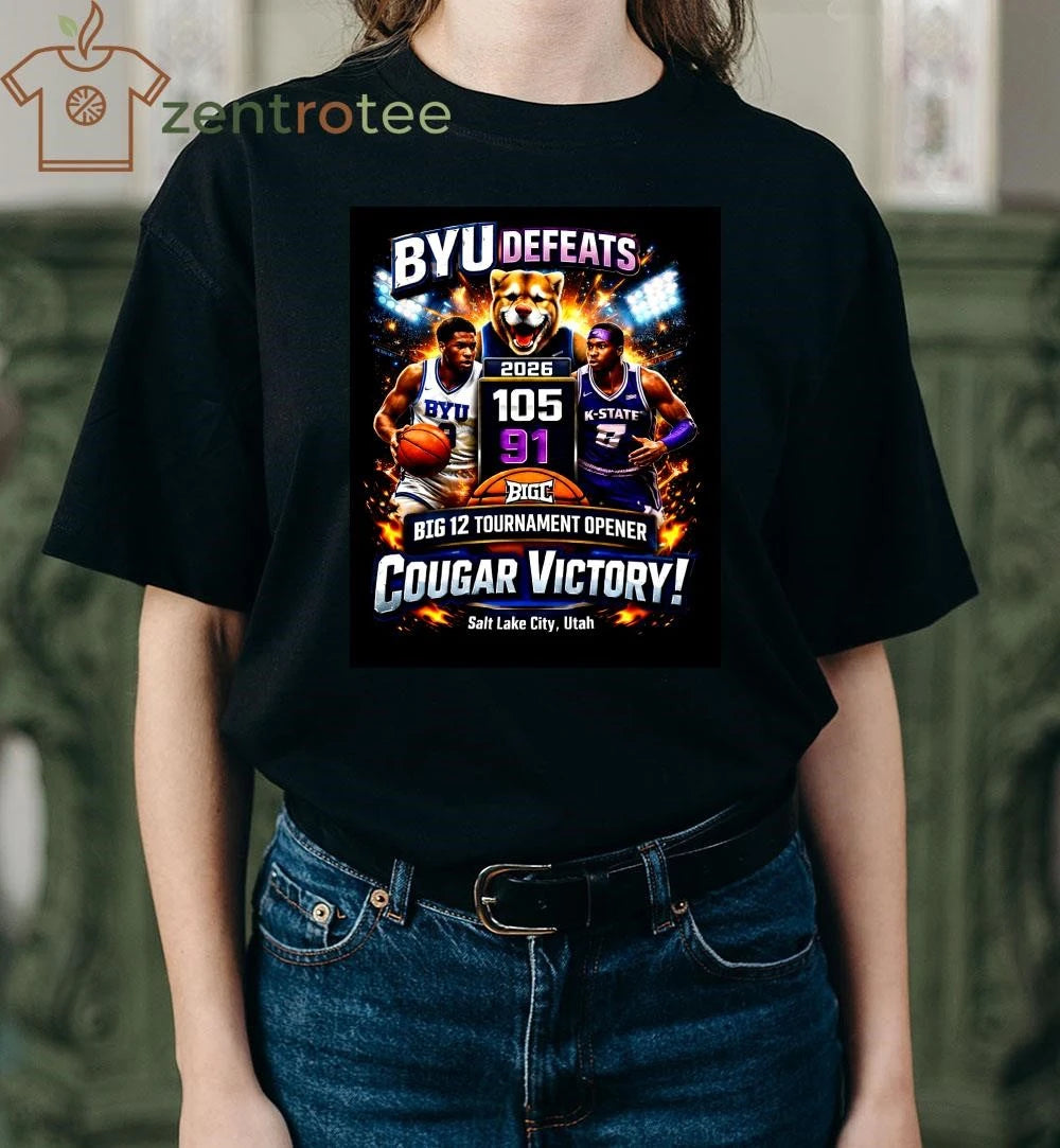 BYU Cougar Victory 105-91 Big 12 Tournament 2026 Basketball Fan T-Shirt