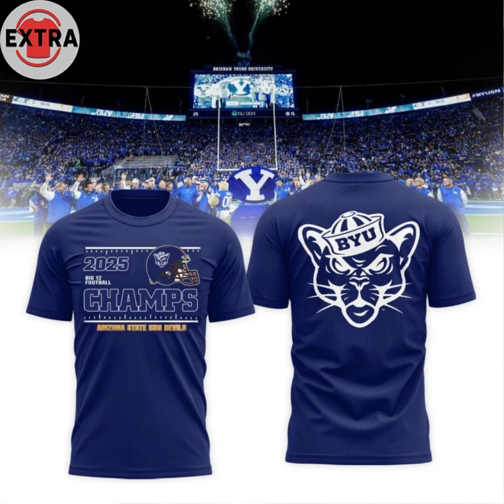 BYU Cougars Big 12 Football Champions 2025 Celebrating Two Sided Hoodie T-Shirt