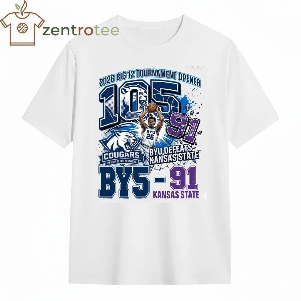 BYU Cougars Big 12 Victory T-Shirt – 105-91 vs Kansas State (2026 Edition)