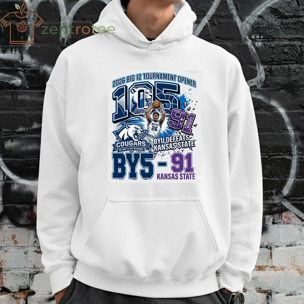 BYU Cougars Big 12 Victory T-Shirt – 105-91 vs Kansas State (2026 Edition)