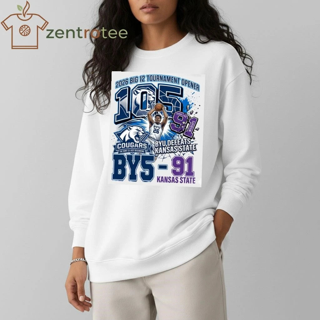 BYU Cougars Big 12 Victory T-Shirt – 105-91 vs Kansas State (2026 Edition)