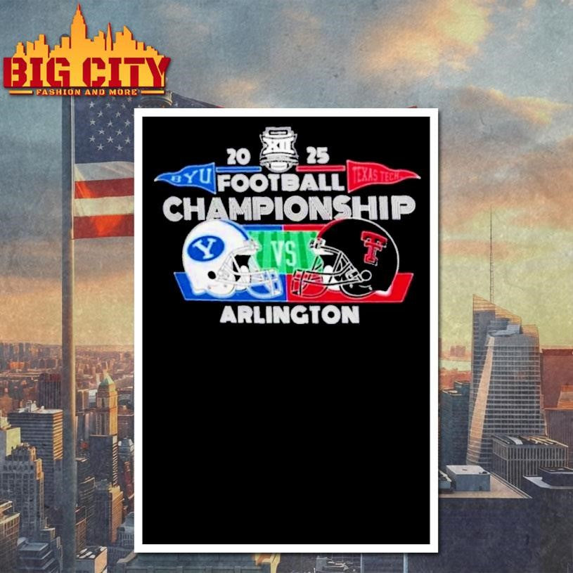 BYU Cougars Vs Texas Tech Red Raiders 2025 Big 12 Football Championship Bound Dueling Helmets Shirt