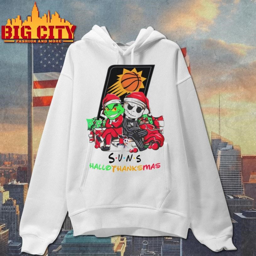 Baby Grinch And Jack Skellington Phoenix Suns Logo Hallothanksmas 2024 Shirt
