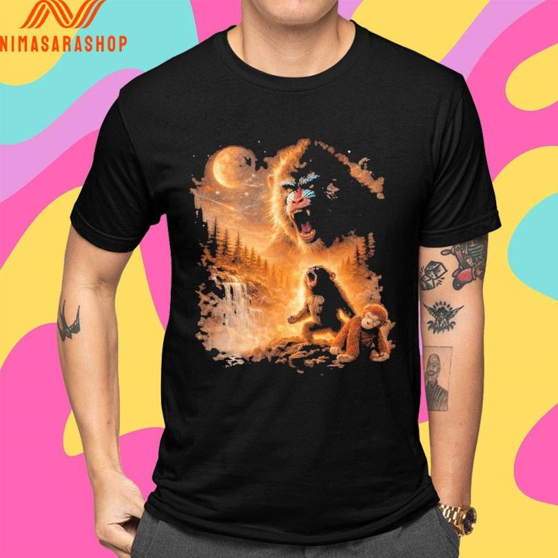 Baby Monkey Howling Moon Graphic 2026 Shirts