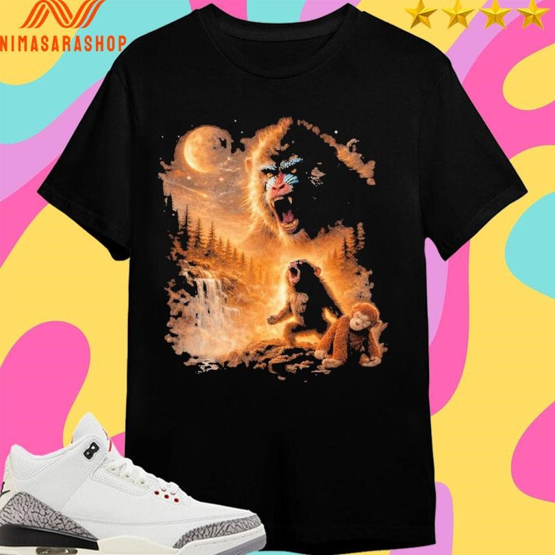 Baby Monkey Howling Moon Graphic 2026 Shirts