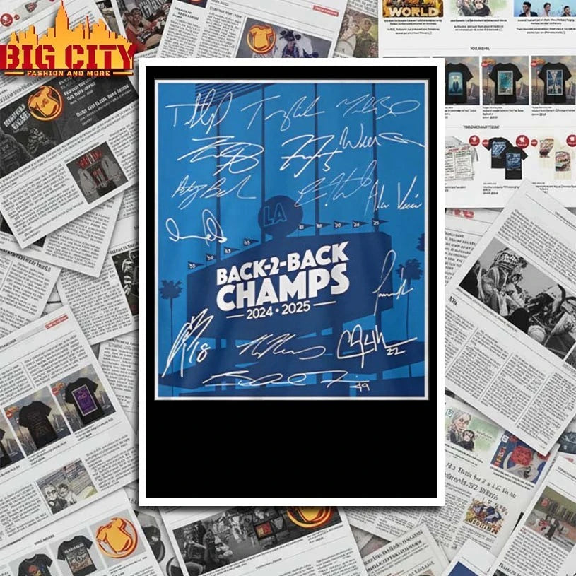 Back 2 Back Champs LA 2025 Poster Signatures shirt