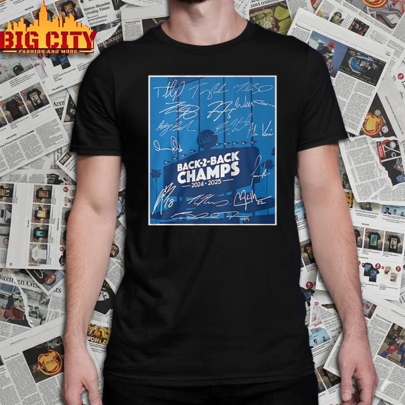 Back 2 Back Champs LA 2025 Poster Signatures shirt