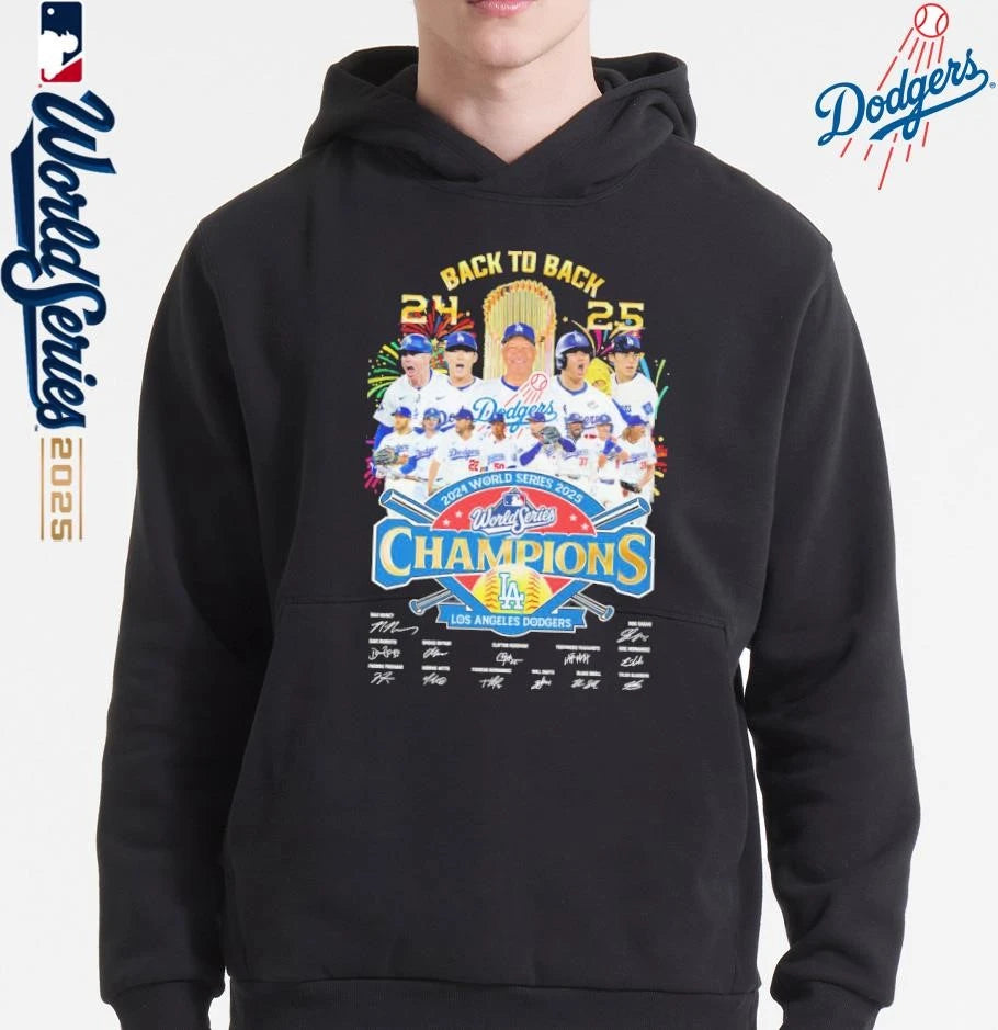 Back To Back 2024-2025 World Series Champions Los Angeles Dodgers Signatures Classic T-Shirt