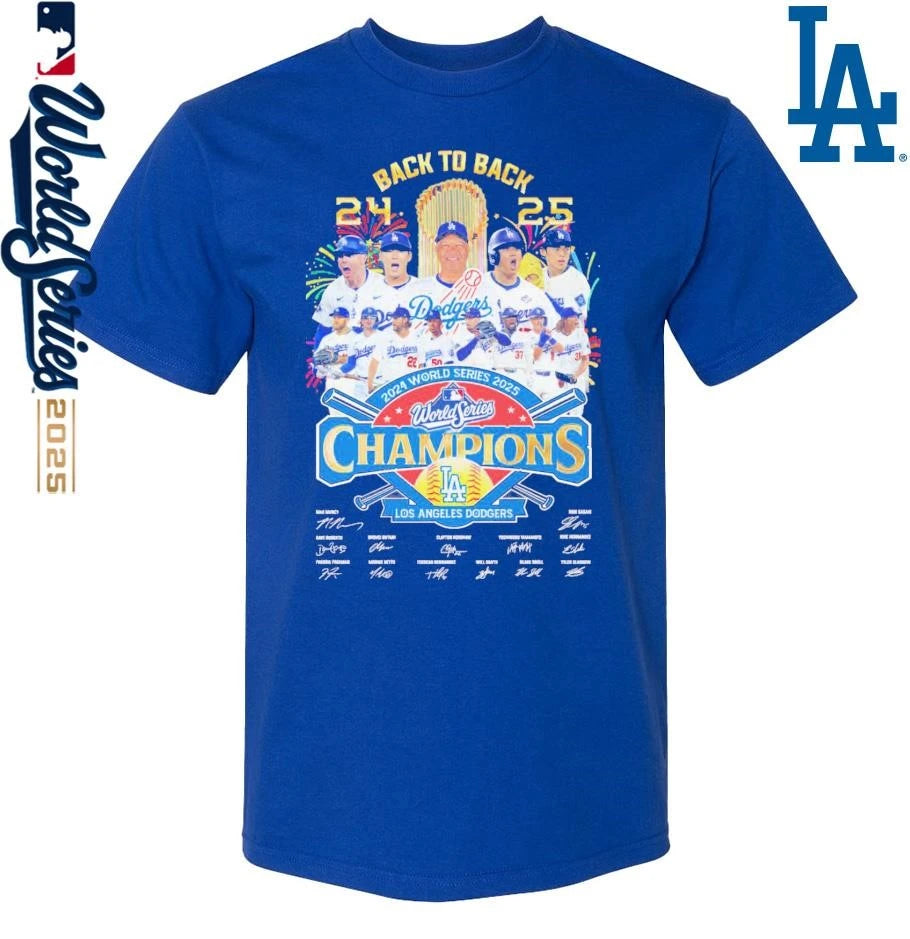 Back To Back 2024-2025 World Series Champions Los Angeles Dodgers Signatures Classic T-Shirt