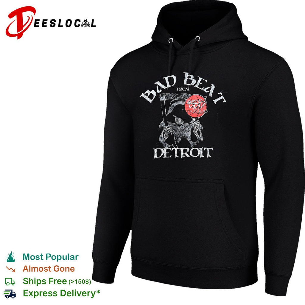 Bad Beat from Detroit grim reaper basketball typography graphic shirt
