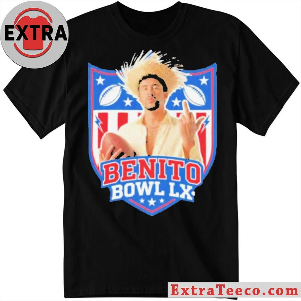 Bad Bunny Benito Bowl LX Football Shield Edgy Urban Music 2026 Shirt
