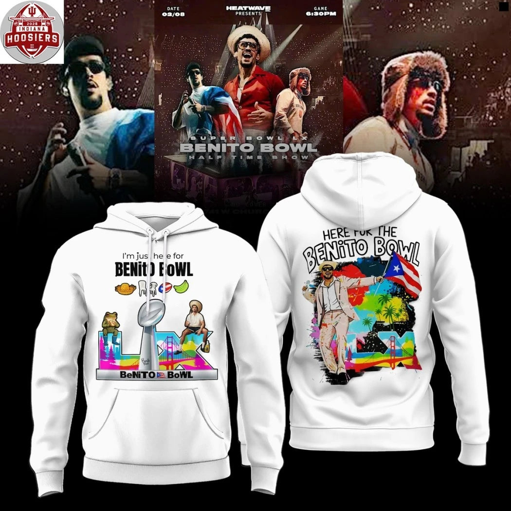 Bad Bunny Im Just Here For Benito Bowl 2026 Hoodie Shirt