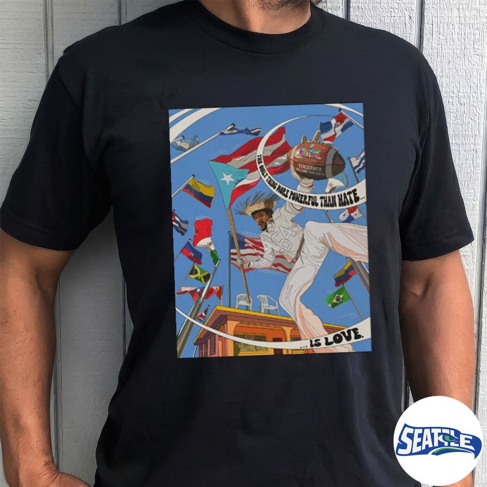 Bad Bunny LOVE The Only Thing More Powerful Than Hate Is Love Poster 2026 shirt