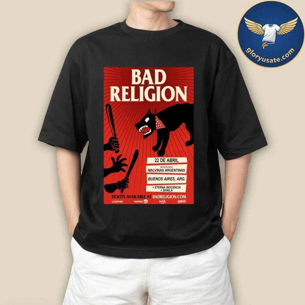 Bad Religion Buenos Aires April 22 2026 Tour Poster Shirt