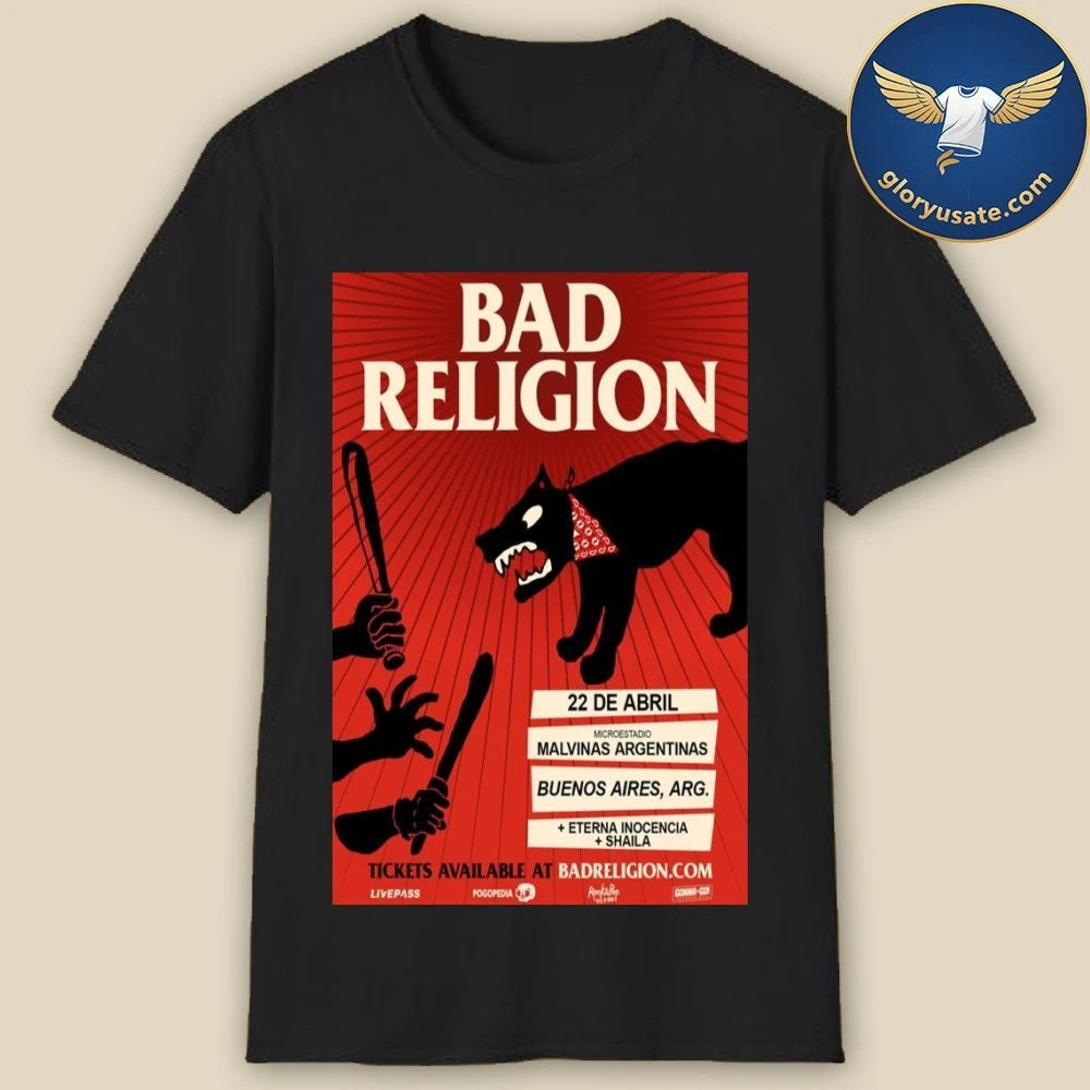 Bad Religion Buenos Aires April 22 2026 Tour Poster Shirt