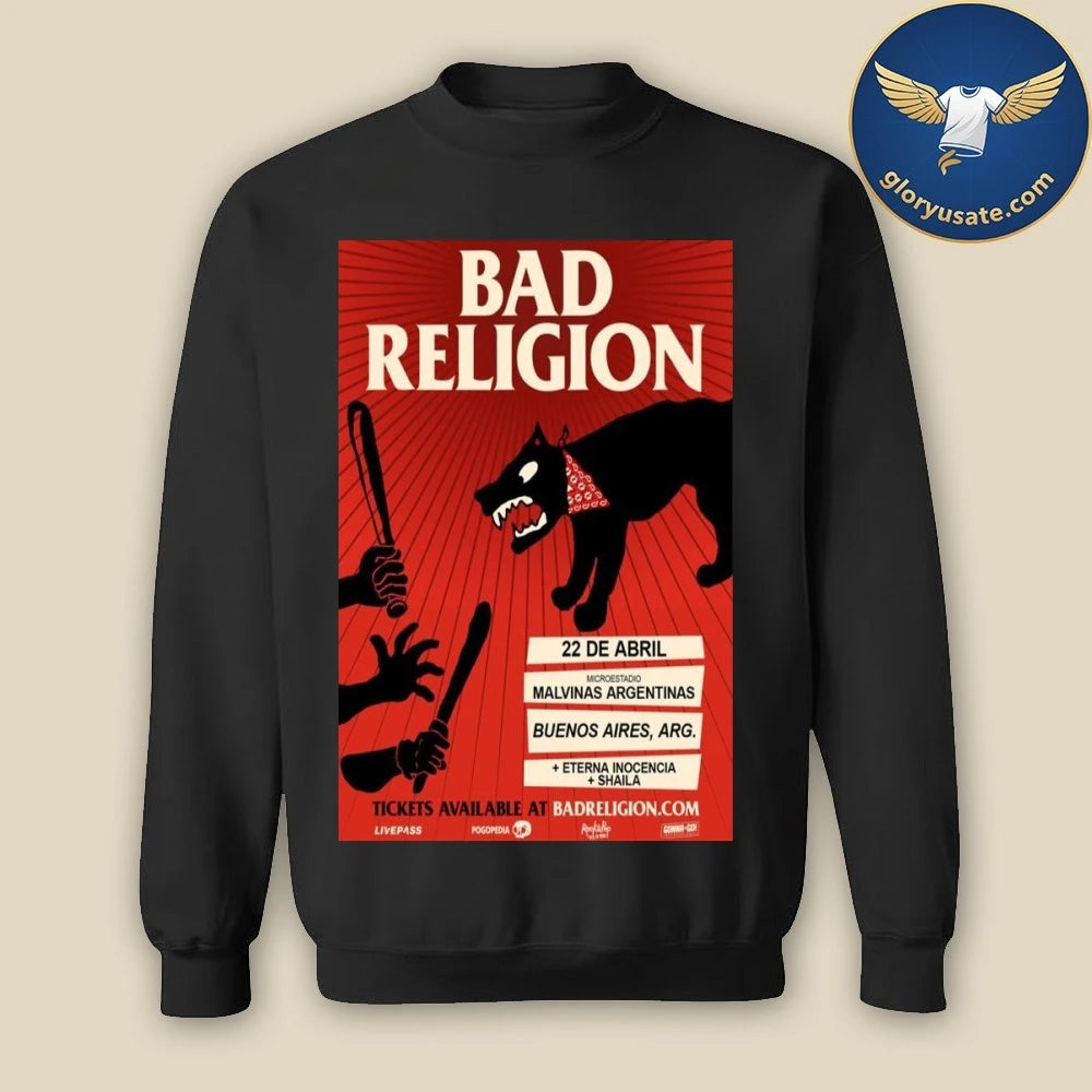 Bad Religion Buenos Aires April 22 2026 Tour Poster Shirt