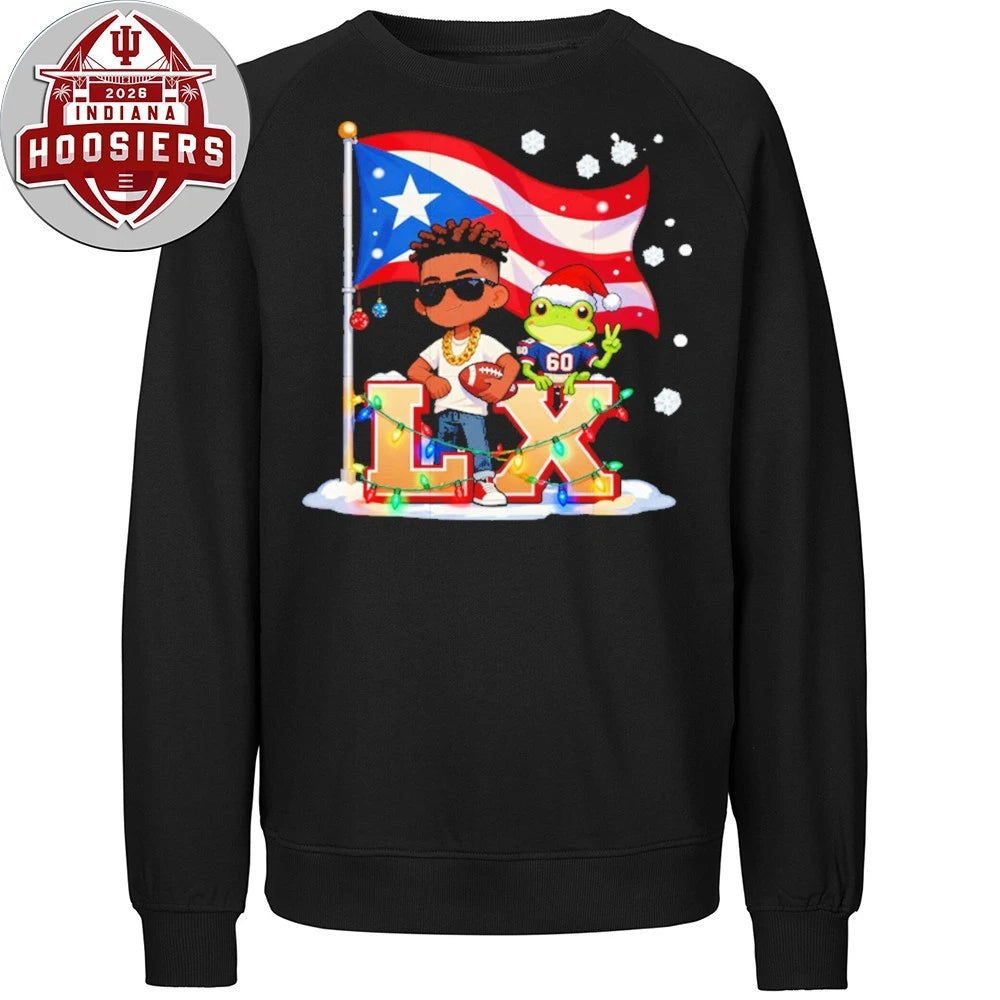 Bad bunny and frog christmas light football fan Shirt