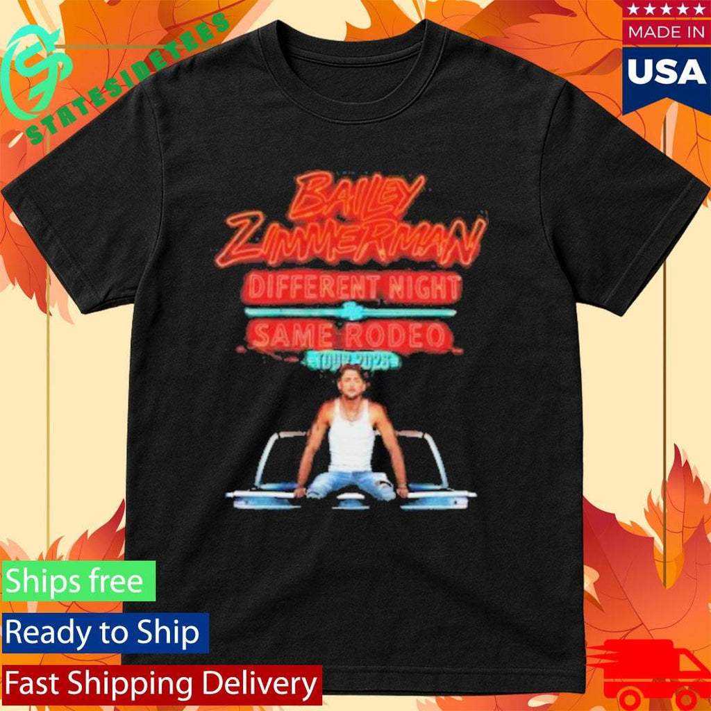 Bailey Zimmerman Different Night Same Rodeo 2026 Tour Shirt