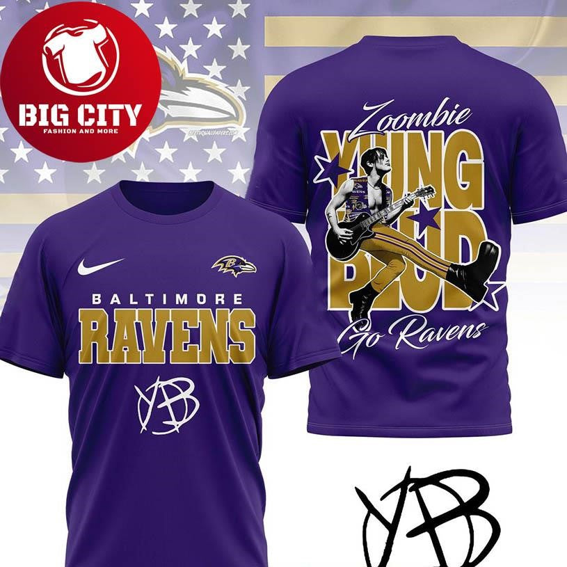 Baltimore Ravens Yungblud Zombie 2025 Go Ravens Two Sided Shirt